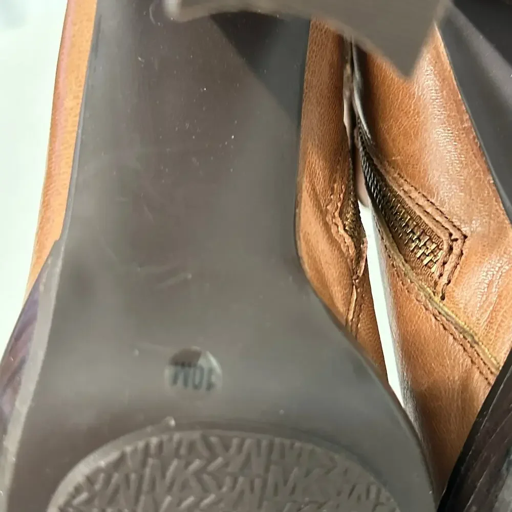New Michael Kors Greenwich Belted Leather Tall Boots Vicuna Brown Size (10)
